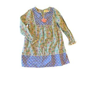 Mini Boden Girls Floral Patterned Dress Size 5-6Y Tassel Detail Cotton
